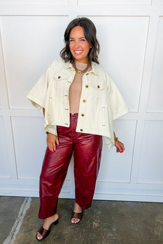 City Slicker Vegan Leather Pants in Rustic Wine