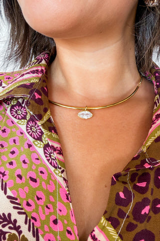 Juniper Stone Drop Collar Necklace in Marquise