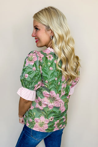 Bloom & Flower Green Blouse