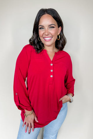 Dear Scarlett Liz Luxe Top in Jewel Red