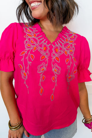 Pink Paradise Embroidered Blouse