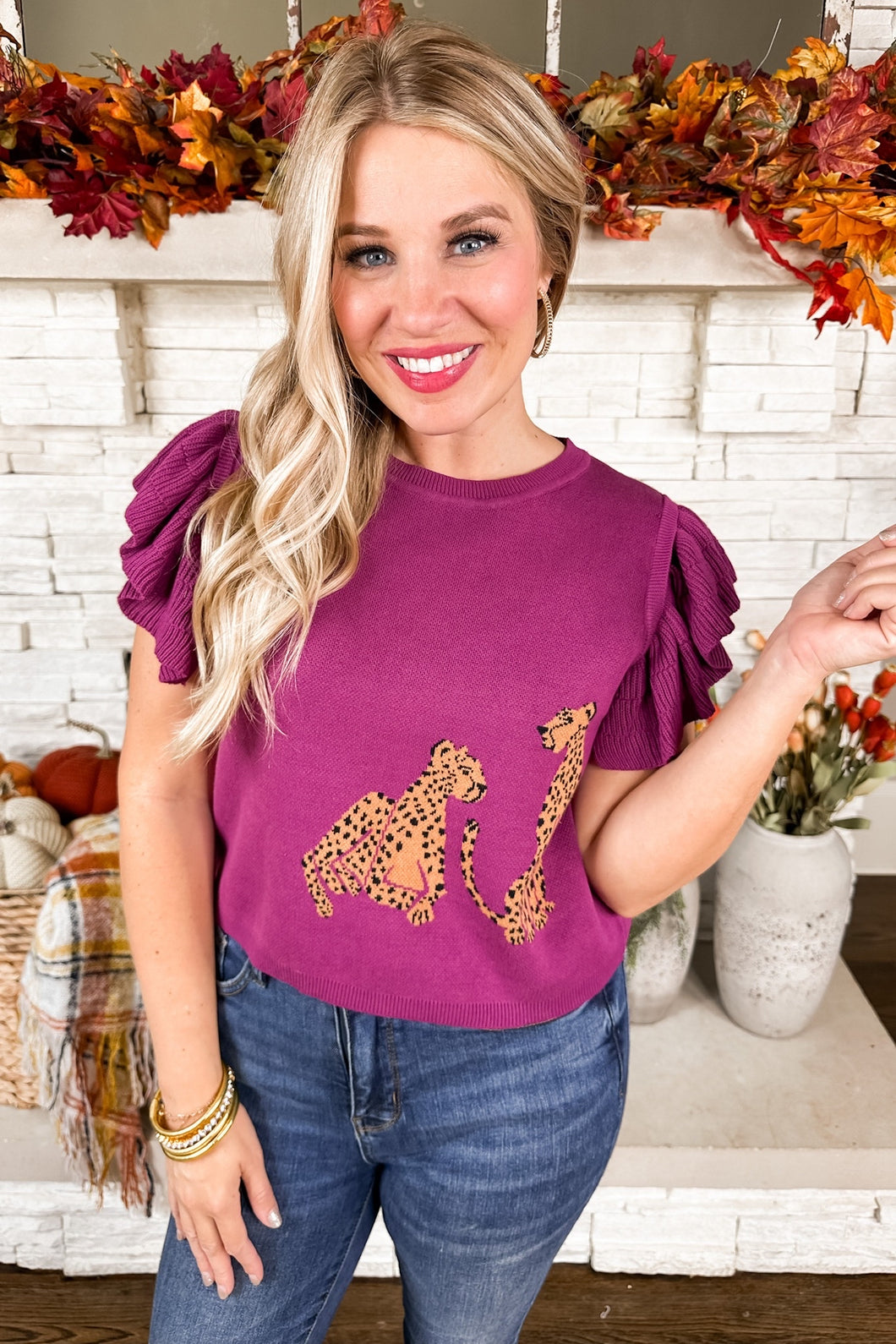 Wild & Proud Cropped Knit Top in Magenta