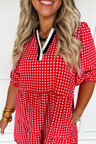 The Cooper Dress in Red/black Gingham by Mary Square