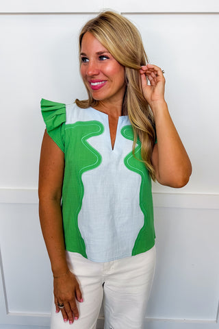 The Retro Wave Blouse in Green