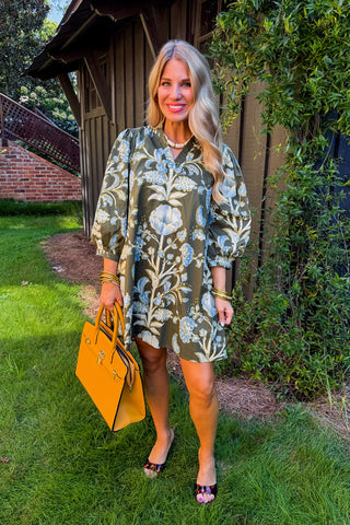 Among The Wildflowers Dress in Olive