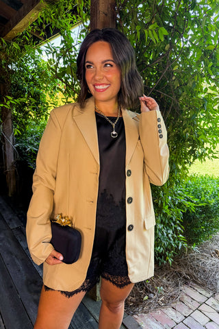 Boyfriend Cut Oversized Blazer in Camel