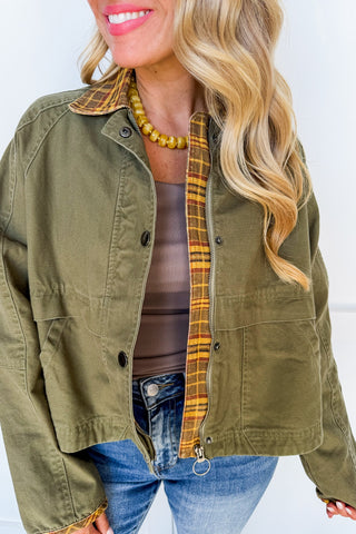 Countryside Stroll Plaid Trim Barn Jacket