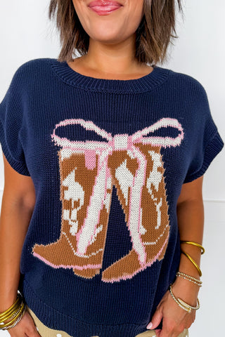 Cowboy & Bows Navy Knit Sweater Top