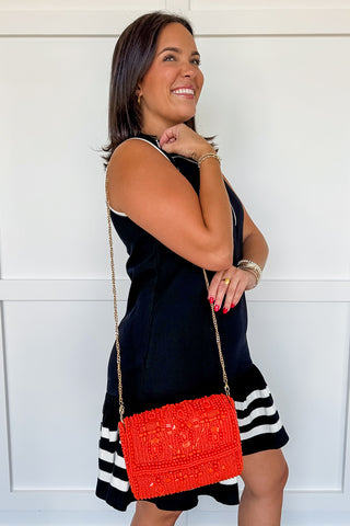 Beaded Crossbody Purse in Orange