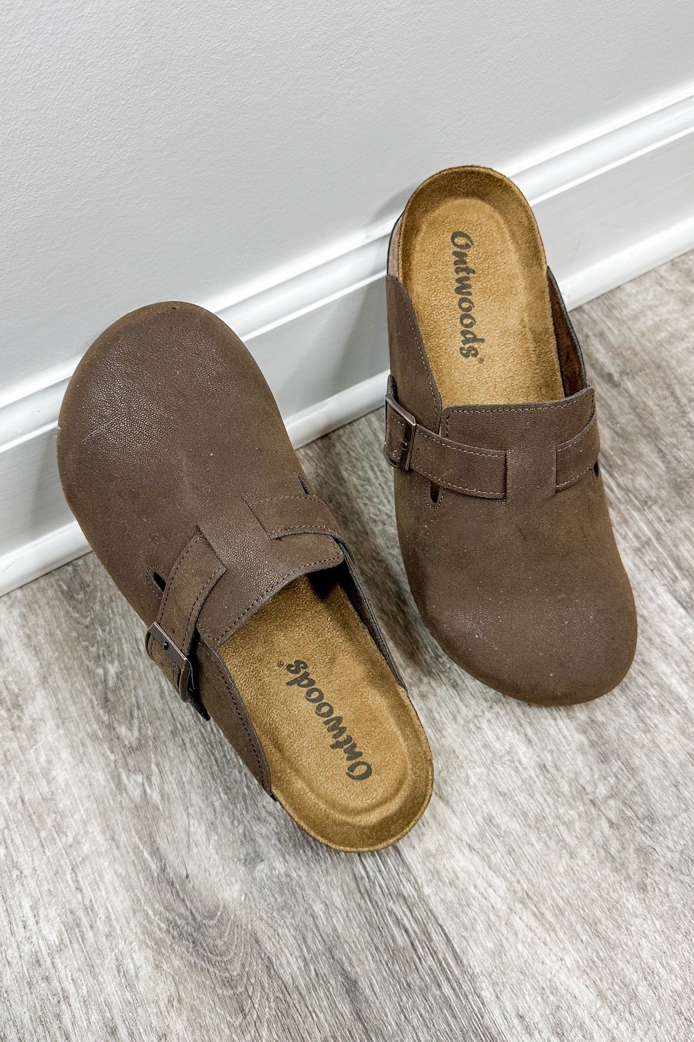 The Bria Slip On Flat Clog Mule in Chocolate Brown