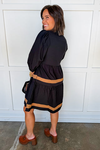 The Cooper Dress in Black/Tan by Mary Square
