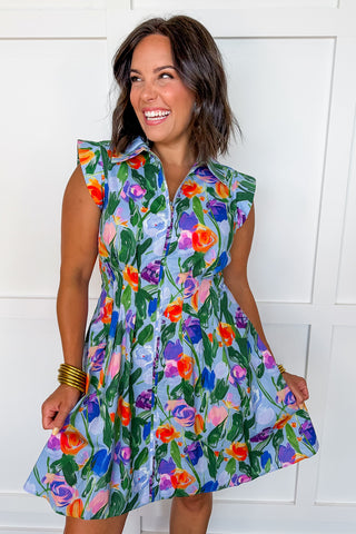 Beautifully Bold Floral Zip-Up Dress