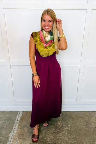 The Classic Moment Midi Dress in Burgundy