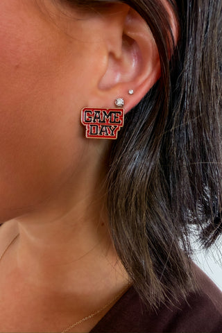 Game Day Red & Black Stud Earrings
