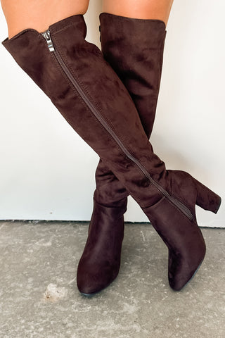 Top Guy Over the Knee Brown Suede Boot