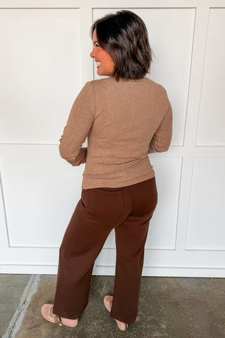 Sweet Simplicity Button Front Top in Taupe