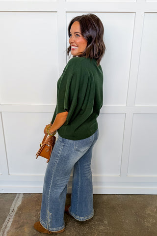 Cozy Essential Knit Top in Hunter Green