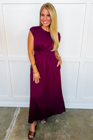 The Classic Moment Midi Dress in Burgundy