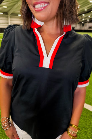 The Tricia Top in Black/Red by Mary Square