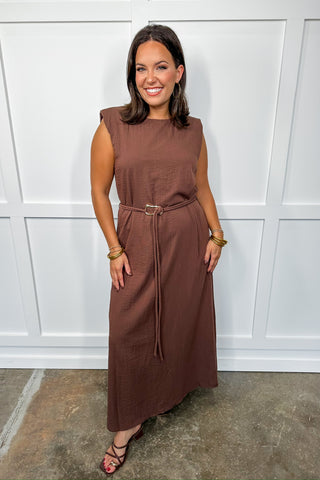 Radiance Ready Belted Midi Dress in Espresso
