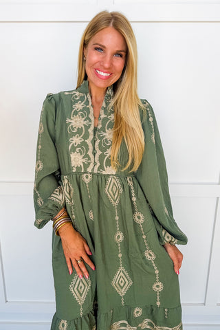 The Olive Meadow Midi Dress