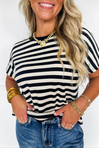 The Simply Chic Stripe Top in Black