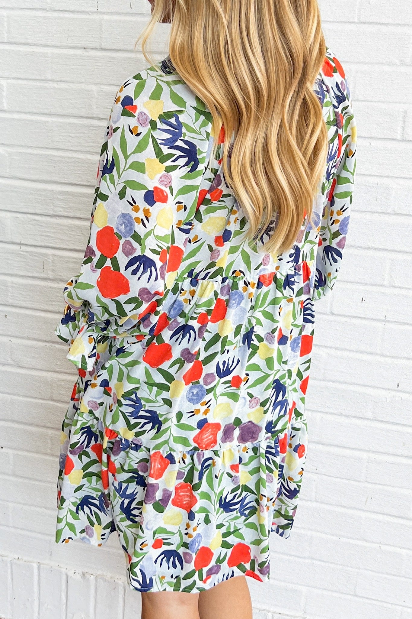 Fruity Florals Pocketed Babydoll Dress