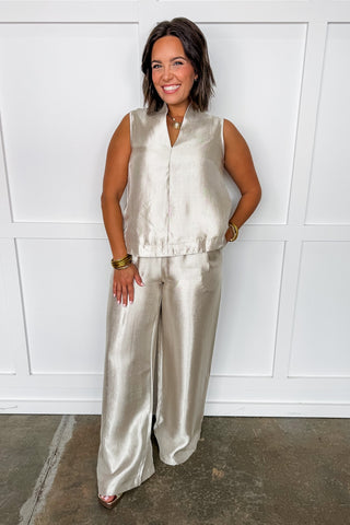 Dressed To Shine Mock Neck Top in Champagne
