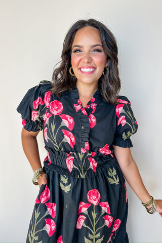 Rosy Daydream Maxi Dress In Black