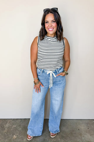 Straight Leg Medium Wash Denim Jeans