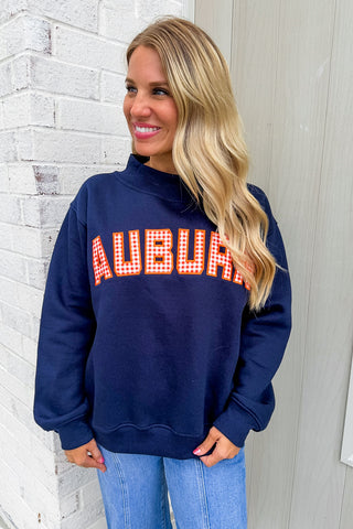 Auburn Gingham Mallory Mock Neck Sweatshirt