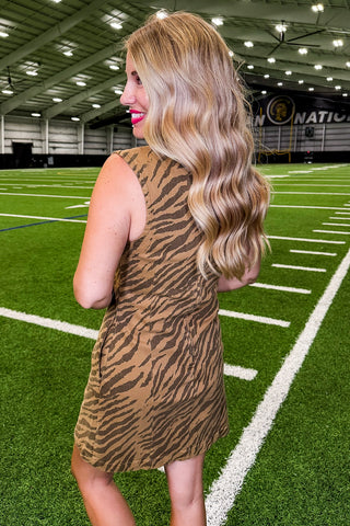 The Savannah Tiger Dress in Brown