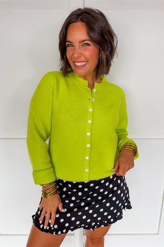 The Hallie Knit Cardigan in Lime