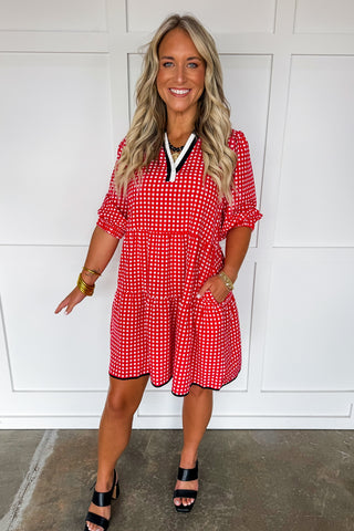 The Cooper Dress in Red/black Gingham by Mary Square