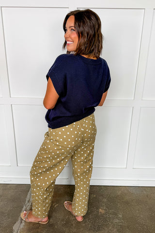 The Riley Barrel Polka Dot Pants in Latte
