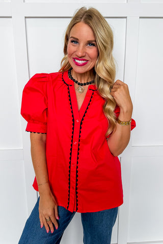 The Elaine Top in Red/black by Mary Square