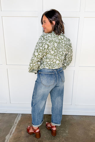 The Naomi Top in Painted Trillium Olive by Mary Square