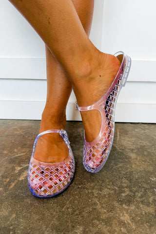 Hot Pink Deal - Posie Jelly Flat in Clear