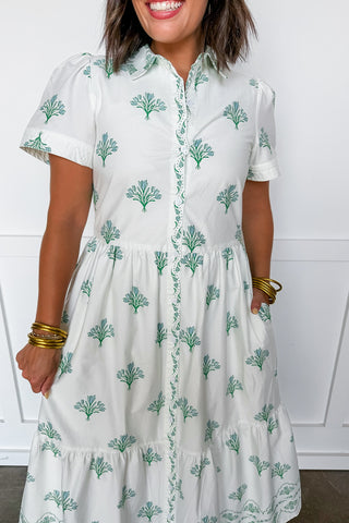 The Jema Midi Dress in Bell Blooms Blue by Mary Square