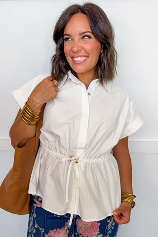Cinched & Chic Top in Off White