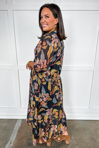 The Wildflower Fields Tiered Dress in Black