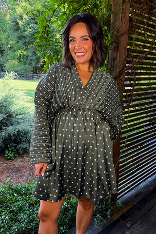 Ready For Anything Dot Dress in Olive