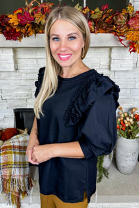 Black Out Ruffle Top