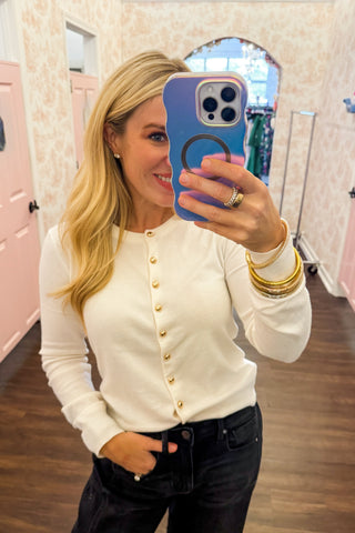 Timeless Ivory Long Sleeve Front Button Cardigan