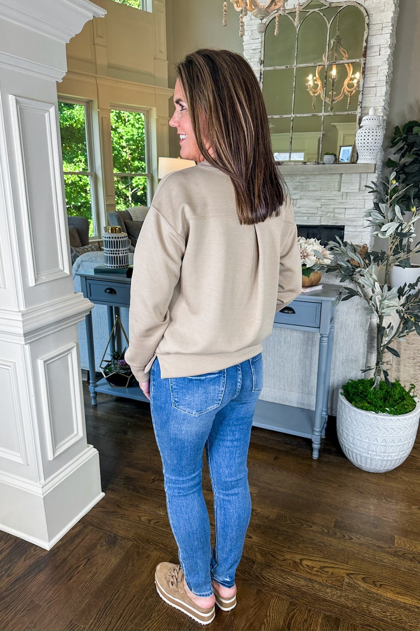 The Malibu Buttery Soft Sweatshirt in Khaki