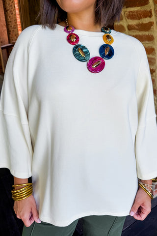 Always Easy Oversized Top in Off White