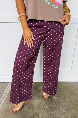 The Samantha Dot Pants in Burgundy