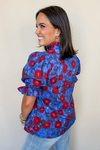 Midnight Bloom Ruffle Blouse
