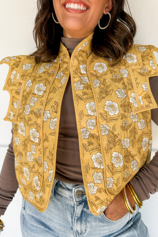 Cottage Garden Yellow Printed Vest