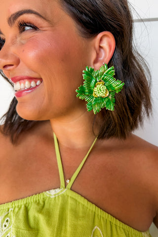 Petal Pop Statement Earrings in Green